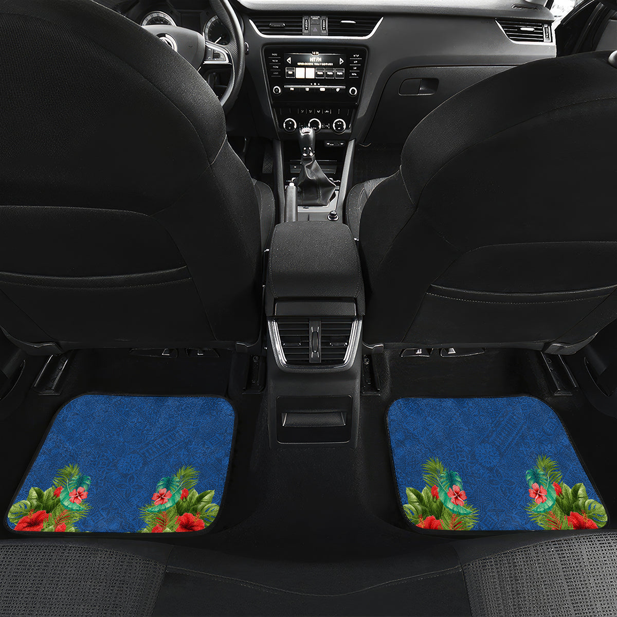 Personalised Fiji Independence Day Car Mats Fijian Coat of Arms Palm and Hibiscus Tapa Pattern