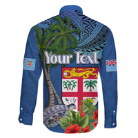 Personalised Fiji Independence Day Family Matching Puletasi and Hawaiian Shirt Fijian Coat of Arms Palm and Hibiscus Tapa Pattern LT03 - Polynesian Pride