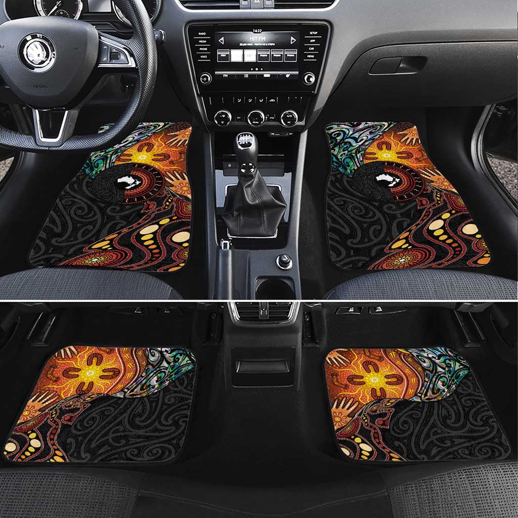 New Zealand and Australia Together Car Mats Maori Tattoo Paua Shell mix Aboriginal Pattern