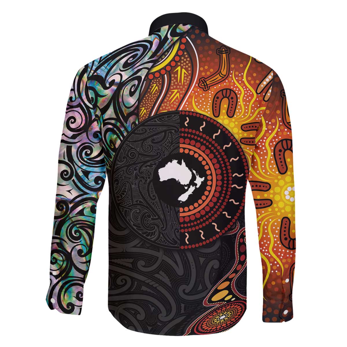 New Zealand and Australia Together Family Matching Puletasi and Hawaiian Shirt Maori Tattoo Paua Shell mix Aboriginal Pattern LT03 - Polynesian Pride
