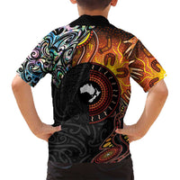 New Zealand and Australia Together Family Matching Tank Maxi Dress and Hawaiian Shirt Maori Tattoo Paua Shell mix Aboriginal Pattern LT03 - Polynesian Pride