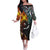 New Zealand and Australia Together Off The Shoulder Long Sleeve Dress Maori Tattoo Paua Shell mix Aboriginal Pattern