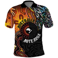 New Zealand and Australia Together Polo Shirt Maori Tattoo Paua Shell mix Aboriginal Pattern