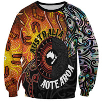 New Zealand and Australia Together Sweatshirt Maori Tattoo Paua Shell mix Aboriginal Pattern