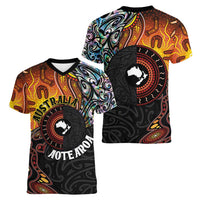 New Zealand and Australia Together Women V-Neck T-Shirt Maori Tattoo Paua Shell mix Aboriginal Pattern LT03 - Polynesian Pride