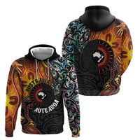 New Zealand and Australia Together Zip Hoodie Maori Tattoo Paua Shell mix Aboriginal Pattern