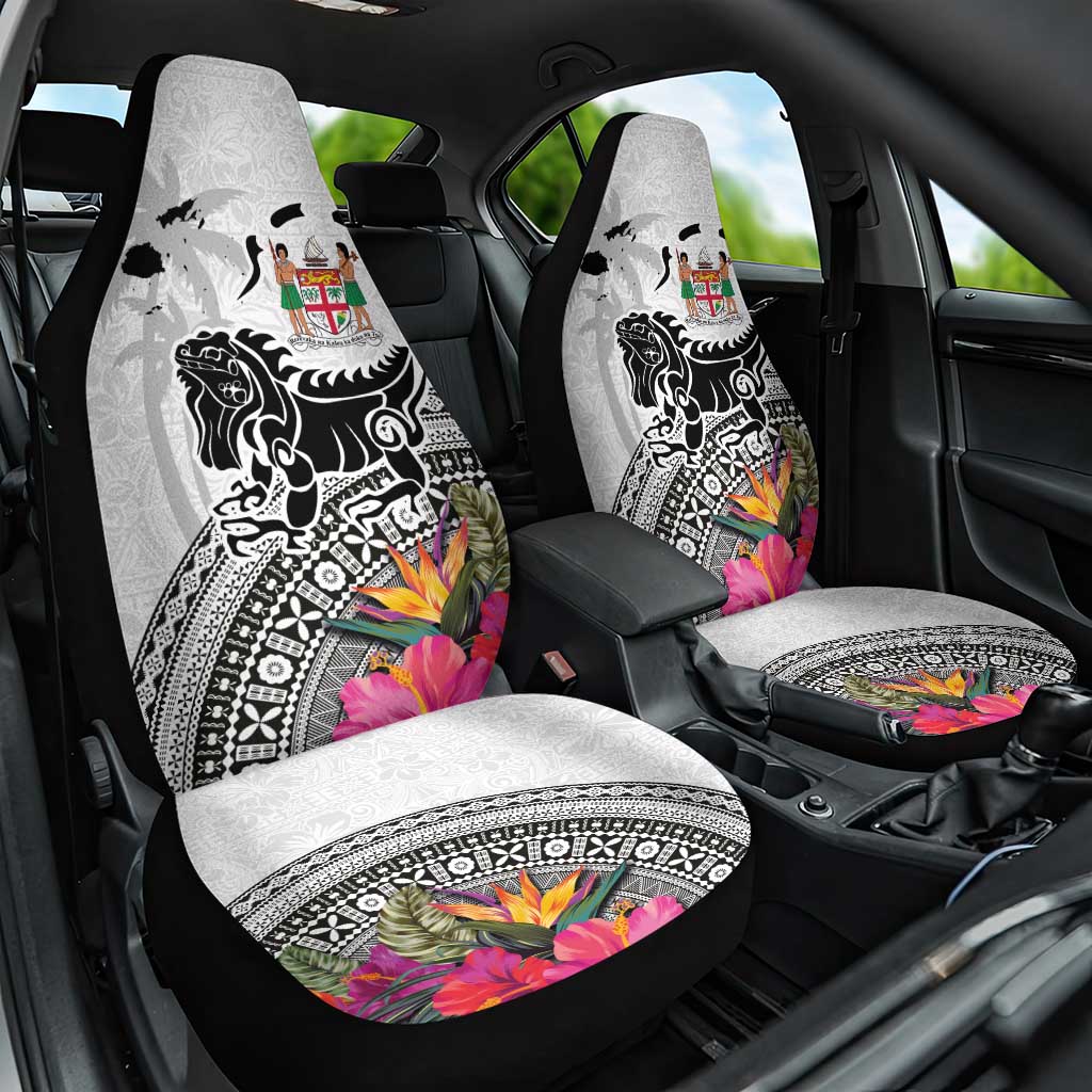 Fiji Iguana Car Seat Cover Tapa Tribal Tattoo and Hibiscus