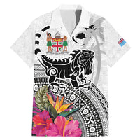 Fiji Iguana Family Matching Mermaid Dress and Hawaiian Shirt Tapa Tribal Tattoo and Hibiscus