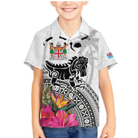 Fiji Iguana Family Matching Mermaid Dress and Hawaiian Shirt Tapa Tribal Tattoo and Hibiscus