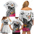 Fiji Iguana Family Matching Off Shoulder Short Dress and Hawaiian Shirt Tapa Tribal Tattoo and Hibiscus