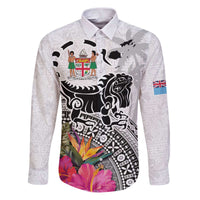 Fiji Iguana Family Matching Puletasi and Hawaiian Shirt Tapa Tribal Tattoo and Hibiscus