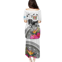 Fiji Iguana Family Matching Puletasi and Hawaiian Shirt Tapa Tribal Tattoo and Hibiscus