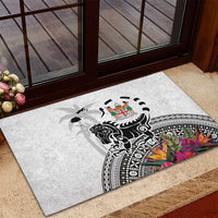 Fiji Iguana Rubber Doormat Tapa Tribal Tattoo and Hibiscus