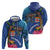 Fiji and Australia Together Hoodie Aboriginal Kangaroo and Tapa Tribal Hibiscus