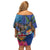 Fiji and Australia Together Off Shoulder Short Dress Aboriginal Kangaroo and Tapa Tribal Hibiscus