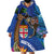 Fiji and Australia Together Wearable Blanket Hoodie Aboriginal Kangaroo and Tapa Tribal Hibiscus