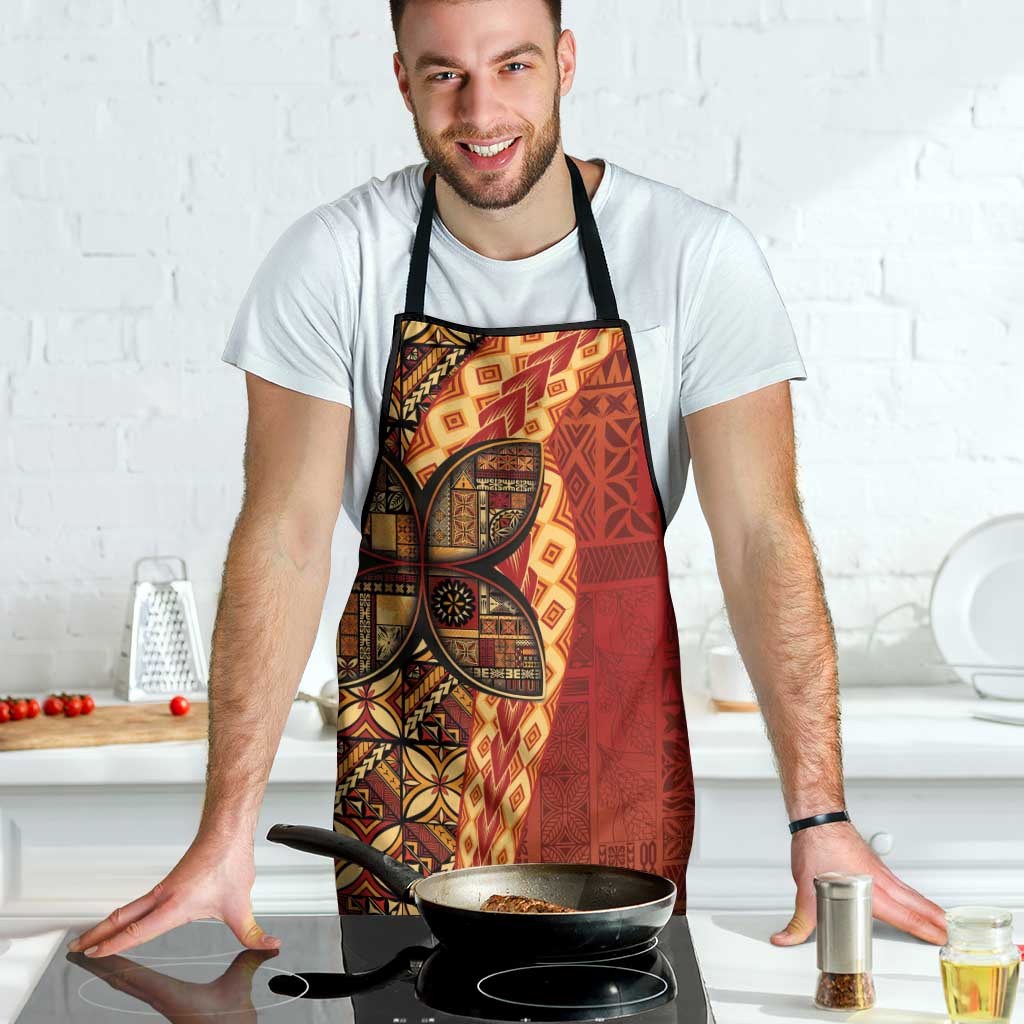 Samoan Pacific Tribal Flower Geometric Art Tattoos Apron Siapo Pattern Flame Sunset - Polynesian Pride
