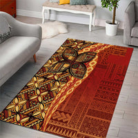 Samoan Pacific Tribal Flower Geometric Art Tattoos Area Rug Siapo Pattern Flame Sunset - Polynesian Pride