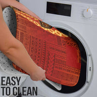 Samoan Pacific Tribal Flower Geometric Art Tattoos Bathroom Set Siapo Pattern Flame Sunset - Polynesian Pride