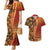 Samoan Pacific Tribal Flower Geometric Art Tattoos Couples Matching Mermaid Dress and Hawaiian Shirt Siapo Pattern Flame Sunset - Polynesian Pride