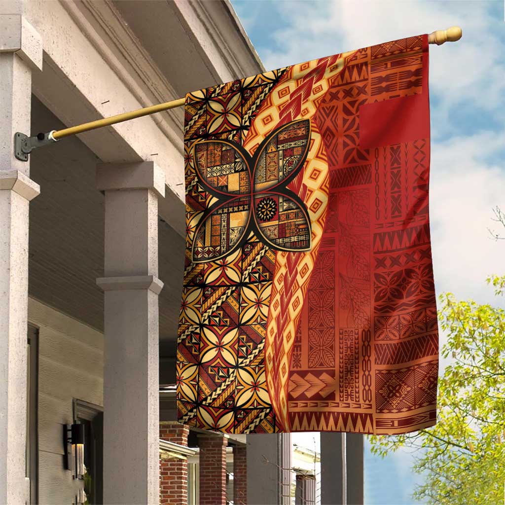 Samoan Pacific Tribal Flower Geometric Art Tattoos Garden Flag Siapo Pattern Flame Sunset - Polynesian Pride