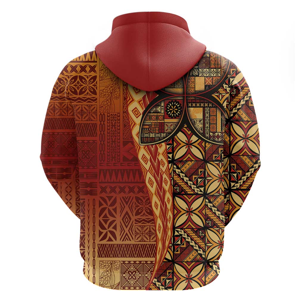 Samoan Pacific Tribal Flower Geometric Art Tattoos Hoodie Siapo Pattern Flame Sunset - Polynesian Pride