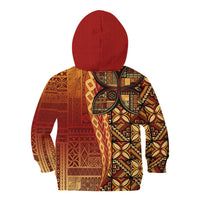 Samoan Pacific Tribal Flower Geometric Art Tattoos Kid Hoodie Siapo Pattern Flame Sunset - Polynesian Pride