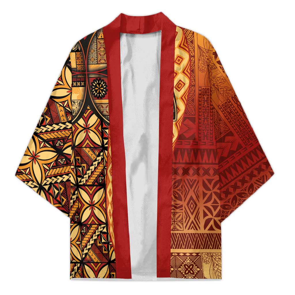 Samoan Pacific Tribal Flower Geometric Art Tattoos Kimono Siapo Pattern Flame Sunset - Polynesian Pride