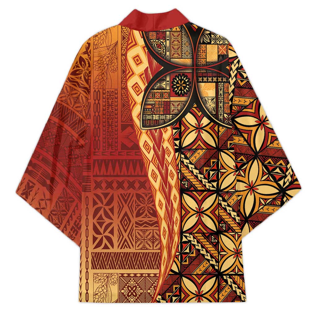 Samoan Pacific Tribal Flower Geometric Art Tattoos Kimono Siapo Pattern Flame Sunset - Polynesian Pride