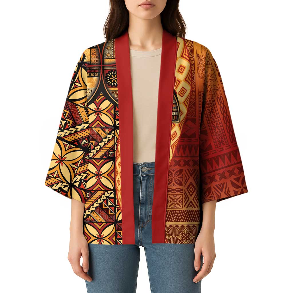 Samoan Pacific Tribal Flower Geometric Art Tattoos Kimono Siapo Pattern Flame Sunset - Polynesian Pride