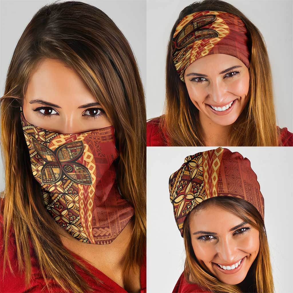 Samoan Pacific Tribal Flower Geometric Art Tattoos Neck Gaiter Siapo Pattern Flame Sunset LT03