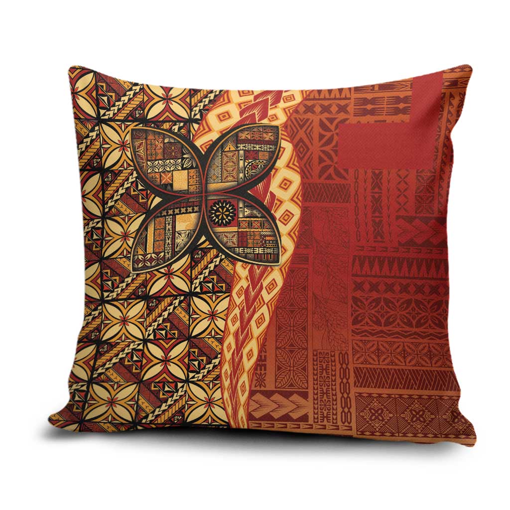 Samoan Pacific Tribal Flower Geometric Art Tattoos Pillow Cover Siapo Pattern Flame Sunset - Polynesian Pride