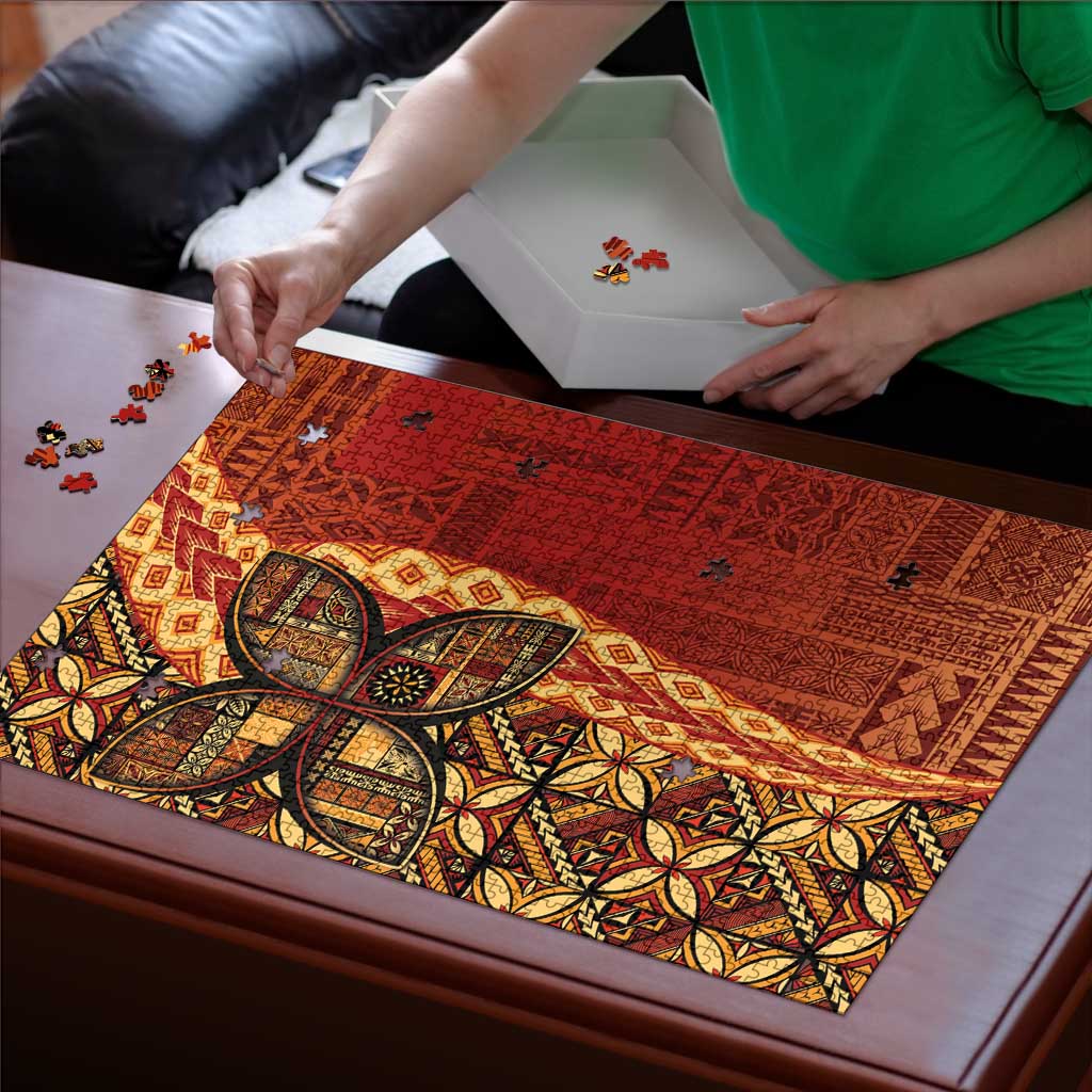 Samoan Pacific Tribal Flower Geometric Art Tattoos Puzzle Siapo Pattern Flame Sunset - Polynesian Pride