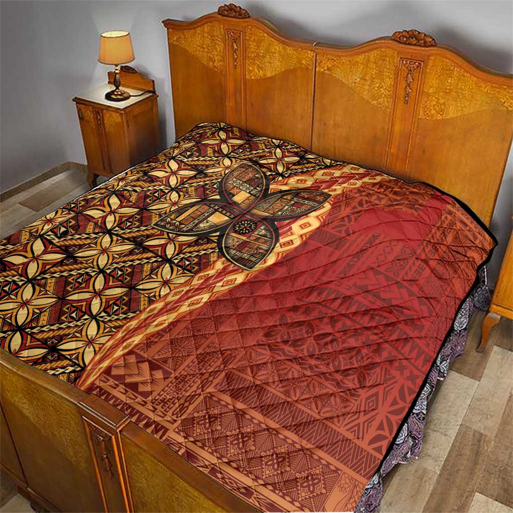 Samoan Pacific Tribal Flower Geometric Art Tattoos Quilt Siapo Pattern Flame Sunset - Polynesian Pride