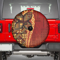 Samoan Pacific Tribal Flower Geometric Art Tattoos Spare Tire Cover Siapo Pattern Flame Sunset - Polynesian Pride