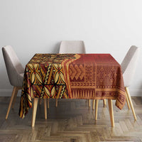Samoan Pacific Tribal Flower Geometric Art Tattoos Tablecloth Siapo Pattern Flame Sunset - Polynesian Pride