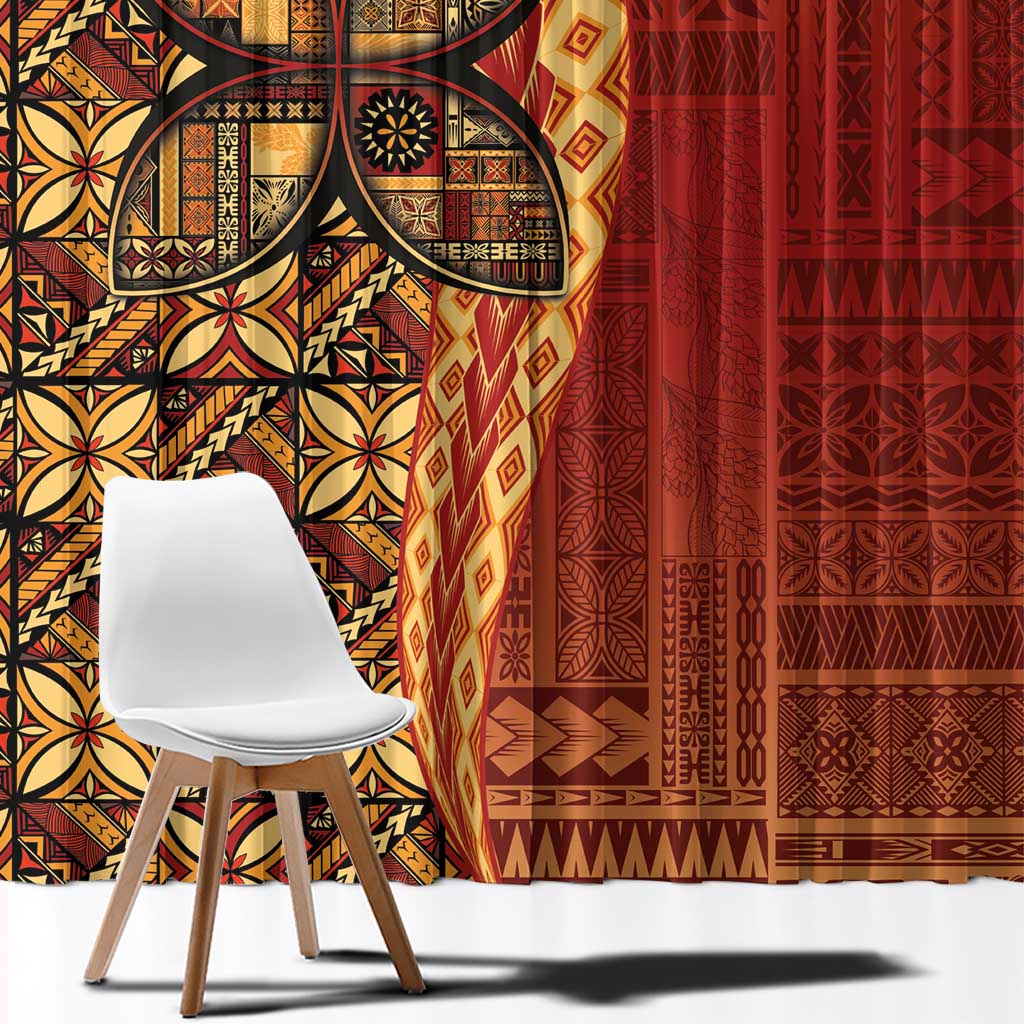 Samoan Pacific Tribal Flower Geometric Art Tattoos Window Curtain Siapo Pattern Flame Sunset LT03 - Polynesian Pride