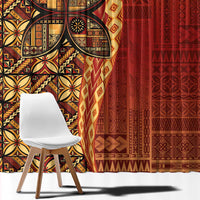 Samoan Pacific Tribal Flower Geometric Art Tattoos Window Curtain Siapo Pattern Flame Sunset LT03 - Polynesian Pride