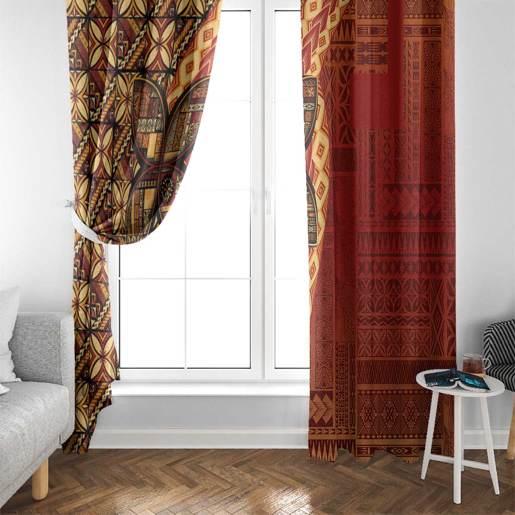 Samoan Pacific Tribal Flower Geometric Art Tattoos Window Curtain Siapo Pattern Flame Sunset LT03 - Polynesian Pride