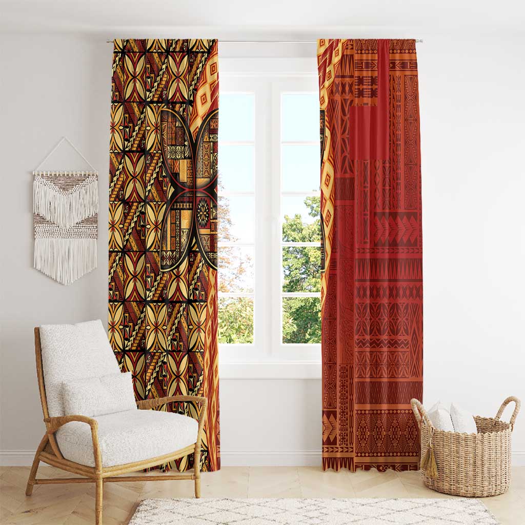 Samoan Pacific Tribal Flower Geometric Art Tattoos Window Curtain Siapo Pattern Flame Sunset LT03 - Polynesian Pride