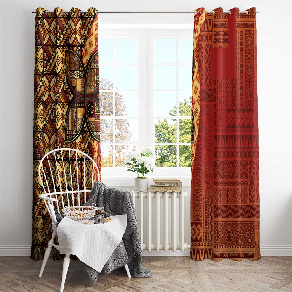 Samoan Pacific Tribal Flower Geometric Art Tattoos Window Curtain Siapo Pattern Flame Sunset LT03 - Polynesian Pride