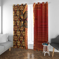 Samoan Pacific Tribal Flower Geometric Art Tattoos Window Curtain Siapo Pattern Flame Sunset LT03 With Grommets Red - Polynesian Pride