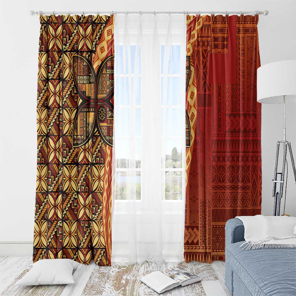 Samoan Pacific Tribal Flower Geometric Art Tattoos Window Curtain Siapo Pattern Flame Sunset LT03 - Polynesian Pride