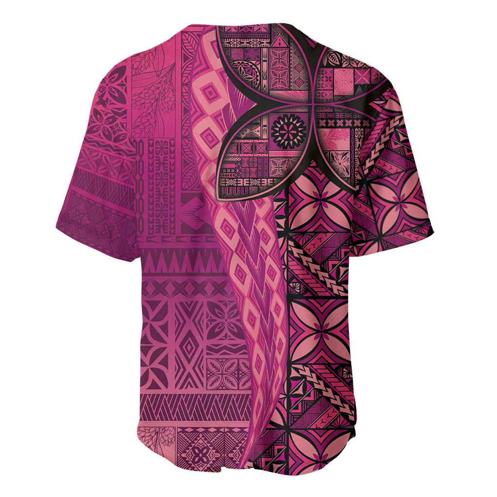 Samoan Pacific Tribal Flower Geometric Art Tattoos Baseball Jersey Siapo Pattern Romantic Rose - Polynesian Pride