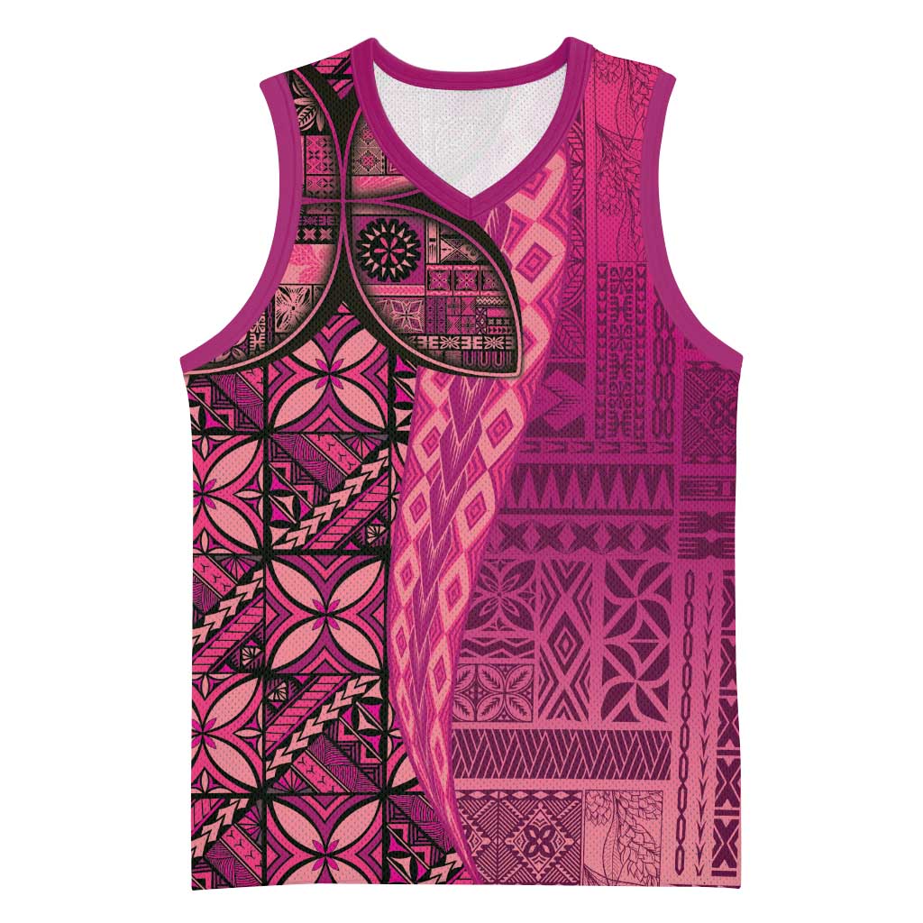 Samoan Pacific Tribal Flower Geometric Art Tattoos Basketball Jersey Siapo Pattern Romantic Rose - Polynesian Pride