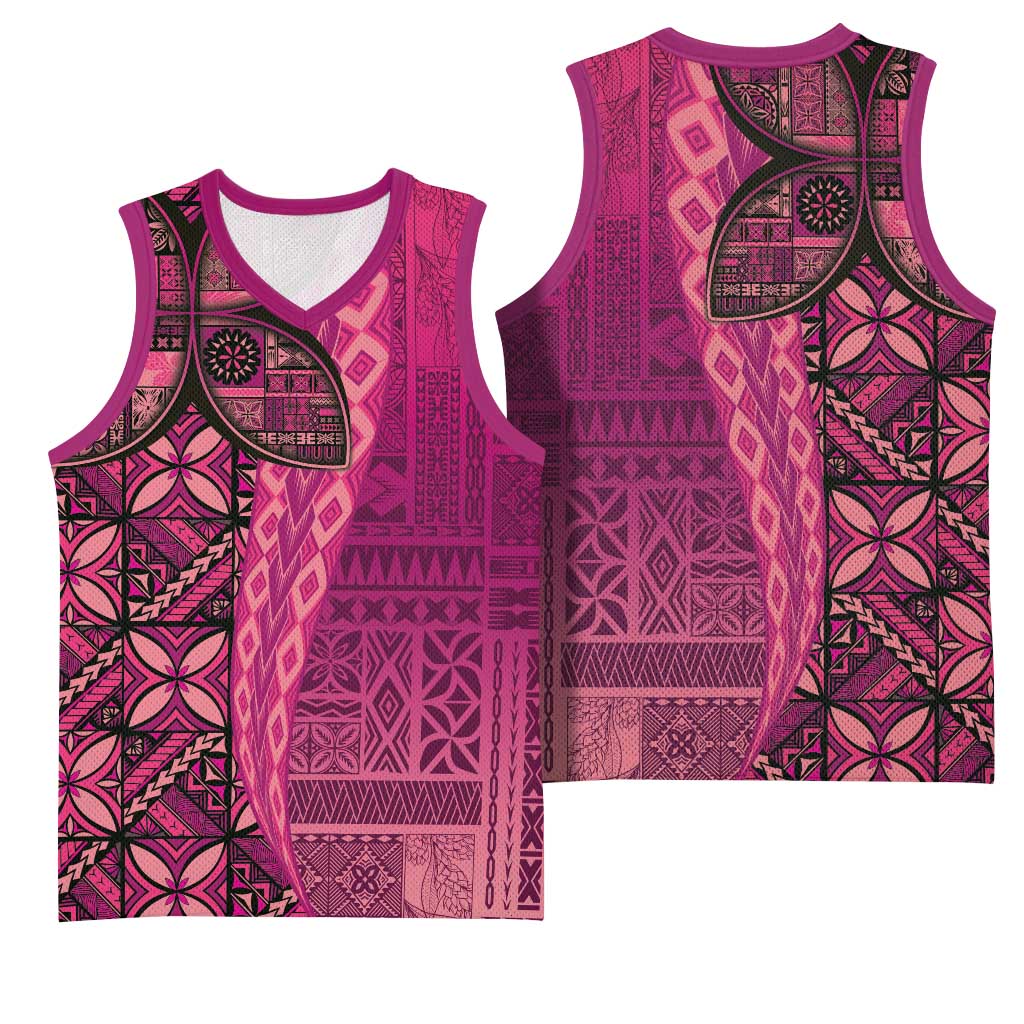Samoan Pacific Tribal Flower Geometric Art Tattoos Basketball Jersey Siapo Pattern Romantic Rose - Polynesian Pride