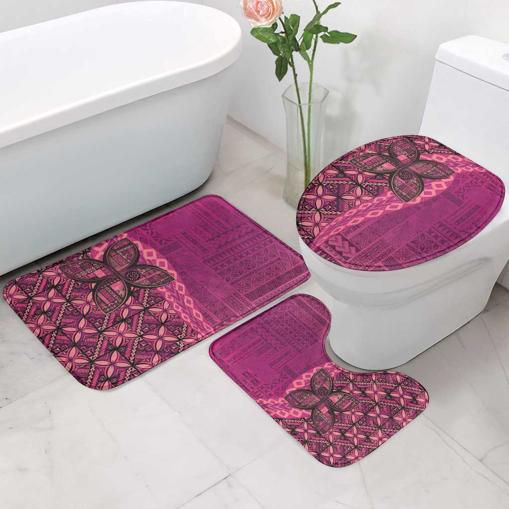 Samoan Pacific Tribal Flower Geometric Art Tattoos Bathroom Set Siapo Pattern Romantic Rose - Polynesian Pride