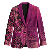 Samoan Pacific Tribal Flower Geometric Art Tattoos Blazer Siapo Pattern Romantic Rose LT03 Unisex Pink - Polynesian Pride