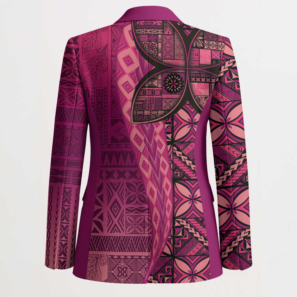 Samoan Pacific Tribal Flower Geometric Art Tattoos Blazer Siapo Pattern Romantic Rose LT03 - Polynesian Pride