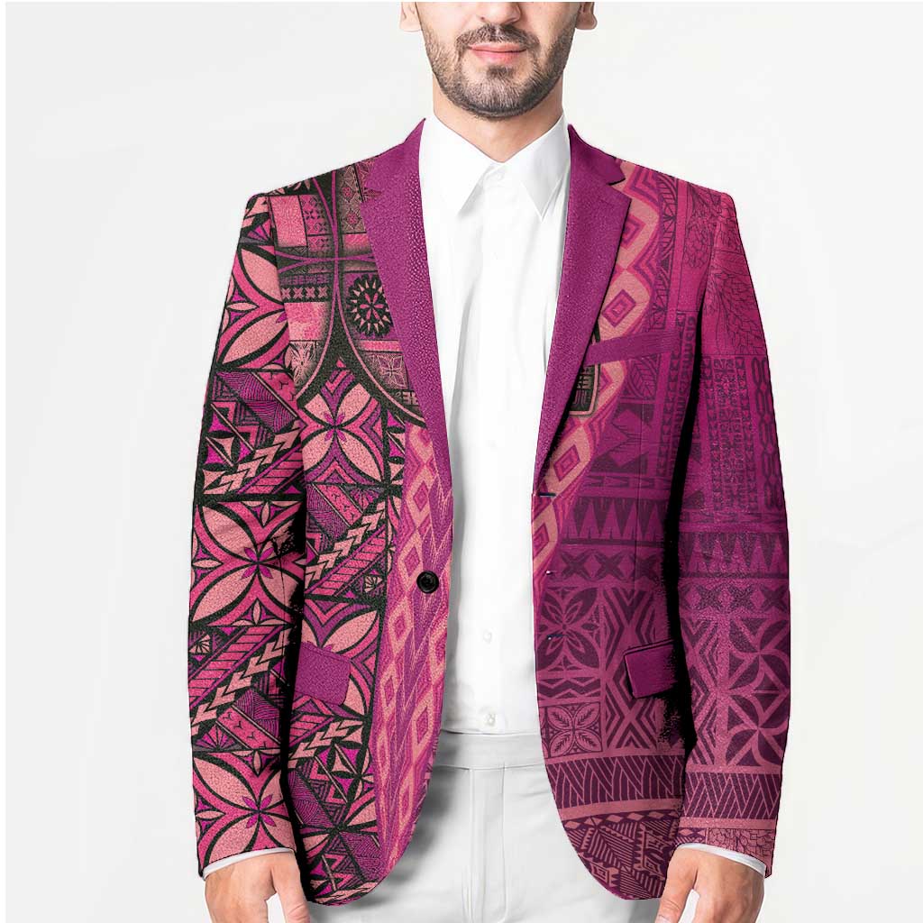 Samoan Pacific Tribal Flower Geometric Art Tattoos Blazer Siapo Pattern Romantic Rose LT03 - Polynesian Pride